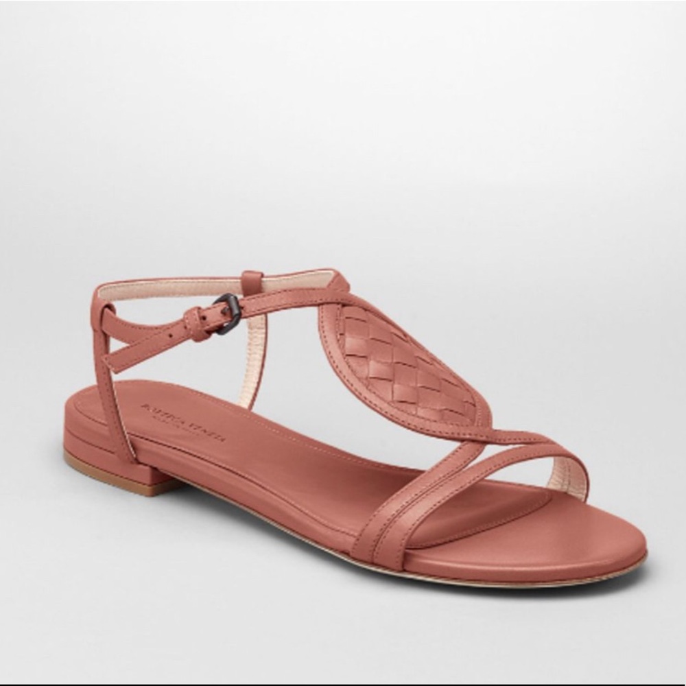 Bottega Veneta intreciatto leather sandals pink - Picture 2 of 5